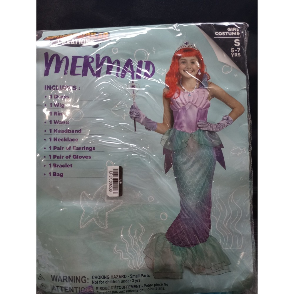 Girls Mermaid Costume Size Small 5–7 Yrs Spooktacular Creations Complete Set NEW